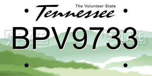 BPV9733 Tennessee License Plate