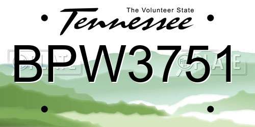 BPW3751 Tennessee License Plate