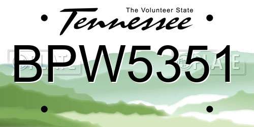 BPW5351 Tennessee License Plate