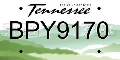 BPY9170 Tennessee License Plate