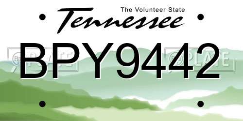 BPY9442 Tennessee License Plate