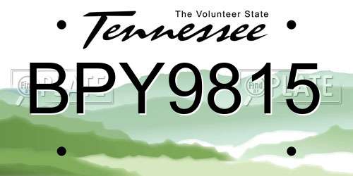 BPY9815 Tennessee License Plate