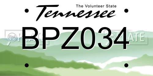 BPZ034 Tennessee License Plate