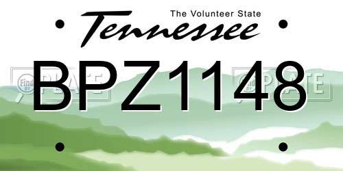 BPZ1148 Tennessee License Plate