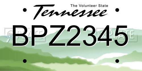 BPZ2345 Tennessee License Plate