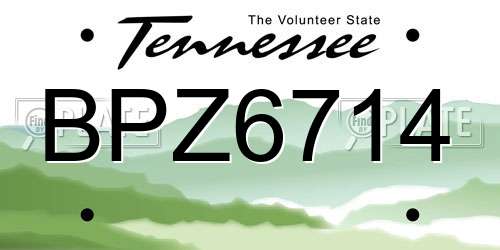 BPZ6714 Tennessee License Plate