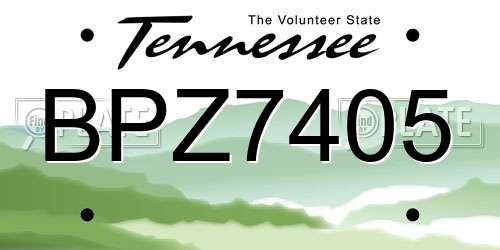 BPZ7405 Tennessee License Plate