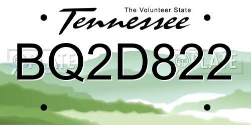 BQ2D822 Tennessee License Plate