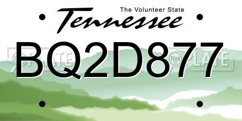 BQ2D877 Tennessee License Plate