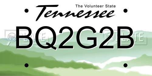 BQ2G2B Tennessee License Plate