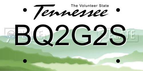 BQ2G2S Tennessee License Plate