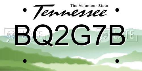 BQ2G7B Tennessee License Plate