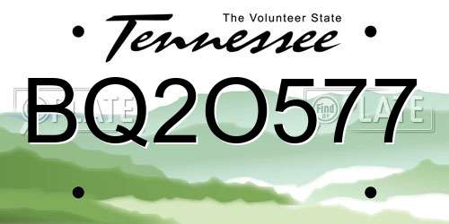 BQ2O577 Tennessee License Plate