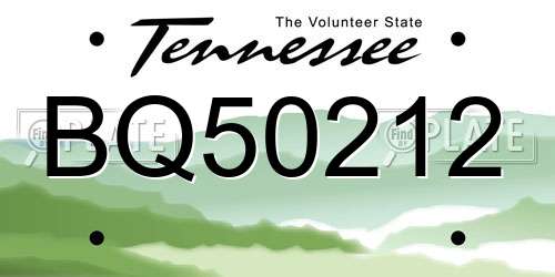 BQ50212 Tennessee License Plate