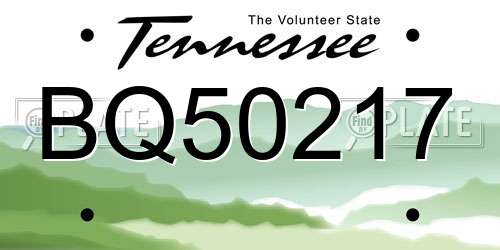 BQ50217 Tennessee License Plate