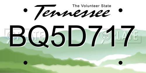 BQ5D717 Tennessee License Plate