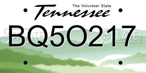 BQ5O217 Tennessee License Plate