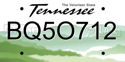 BQ5O712 Tennessee License Plate