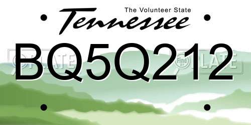 BQ5Q212 Tennessee License Plate