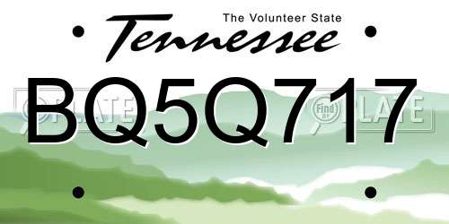 BQ5Q717 Tennessee License Plate