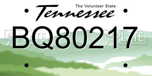 BQ80217 Tennessee License Plate