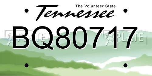 BQ80717 Tennessee License Plate