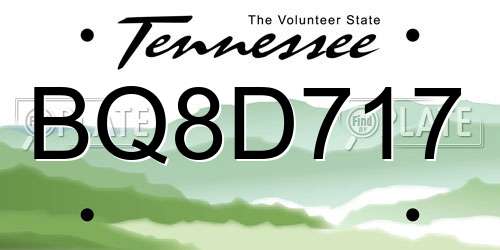 BQ8D717 Tennessee License Plate