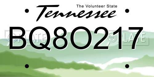 BQ8O217 Tennessee License Plate