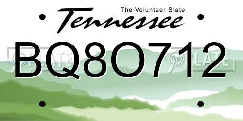 BQ8O712 Tennessee License Plate