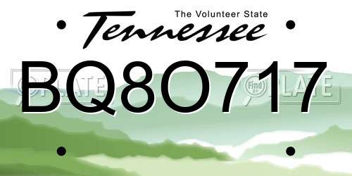 BQ8O717 Tennessee License Plate