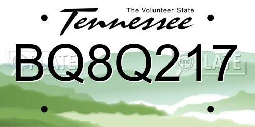 BQ8Q217 Tennessee License Plate