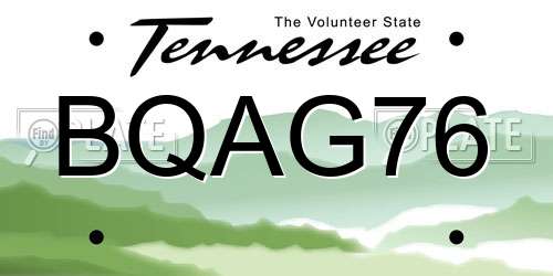 BQAG76 Tennessee License Plate