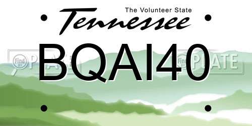 BQAI40 Tennessee License Plate