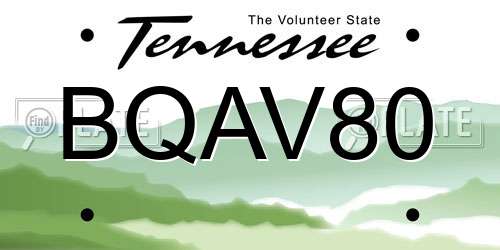 BQAV80 Tennessee License Plate
