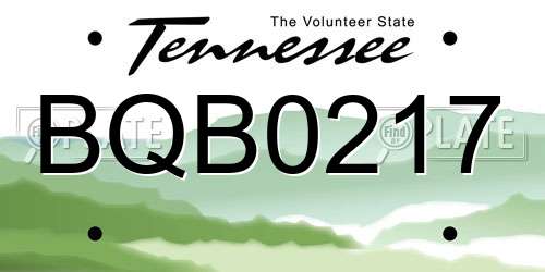 BQB0217 Tennessee License Plate
