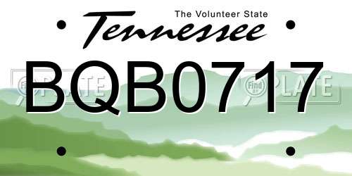 BQB0717 Tennessee License Plate