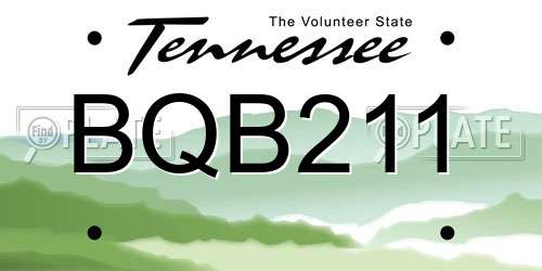 BQB211 Tennessee License Plate