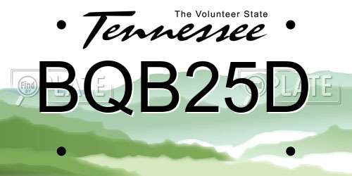 BQB25D Tennessee License Plate