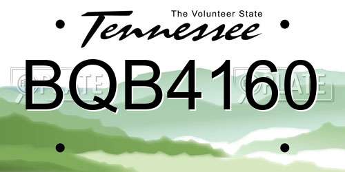 BQB4160 Tennessee License Plate