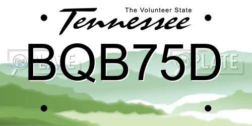 BQB75D Tennessee License Plate