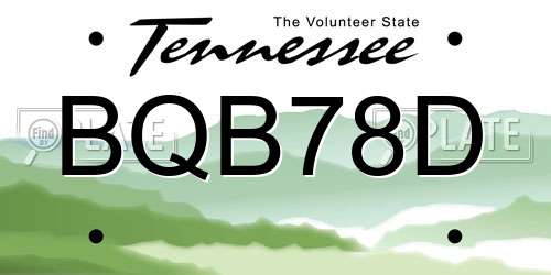 BQB78D Tennessee License Plate