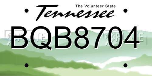 BQB8704 Tennessee License Plate