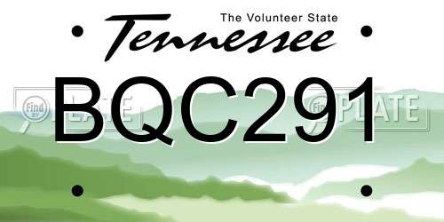 BQC291 Tennessee License Plate