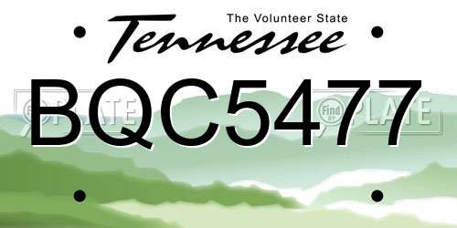 BQC5477 Tennessee License Plate