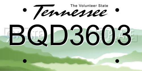BQD3603 Tennessee License Plate