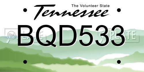 BQD533 Tennessee License Plate