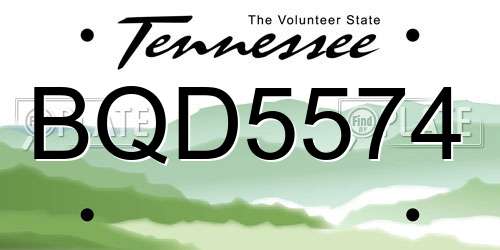 BQD5574 Tennessee License Plate