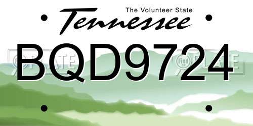 BQD9724 Tennessee License Plate