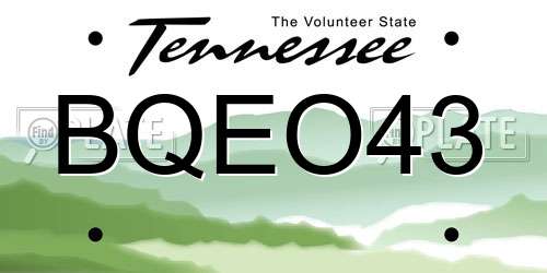 BQEO43 Tennessee License Plate