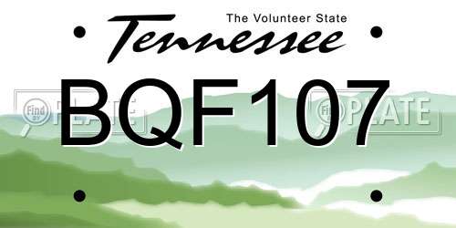 BQF107 Tennessee License Plate